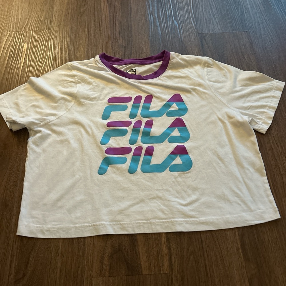 Fila White and Purple Logo T-Shirt
